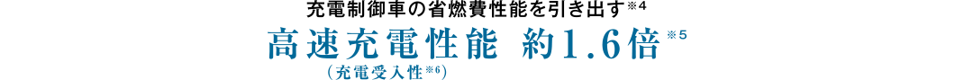 充電制御車の省燃費性能を引き出す※4 高速充電性能 約1 . 6 倍※5（充電受入性※6）