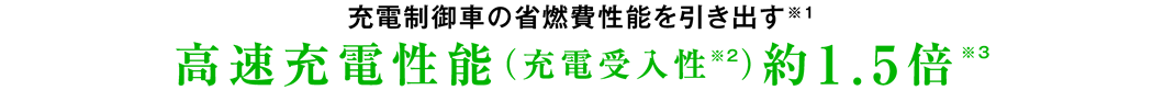 充電制御車の省燃費性能を引き出す※1 高速充電性能（充電受入性）※2 約1.5倍※3