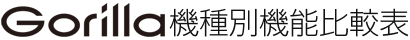 Gorilla 機種別機能比較表