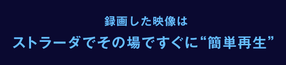録画した映像はストラーダでその場ですぐに“簡単再生”