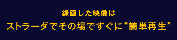録画した映像はストラーダでその場ですぐに“簡単再生”