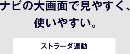 ナビの大画面で見やすく、使いやすい。ストラーダ連動