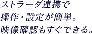 ストラーダ連携で操作・設定が簡単。映像確認もすぐできる。