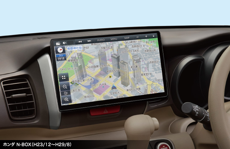 有機ELを搭載した狭額縁10V型大画面が460車種以上のクルマに取付可能!