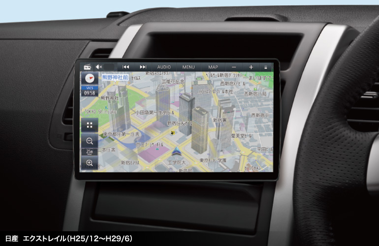 有機ELを搭載した狭額縁10V型大画面が460車種以上のクルマに取付可能!