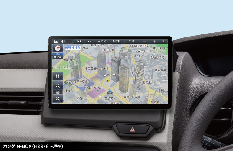 有機ELを搭載した狭額縁10V型大画面が460車種以上のクルマに取付可能!