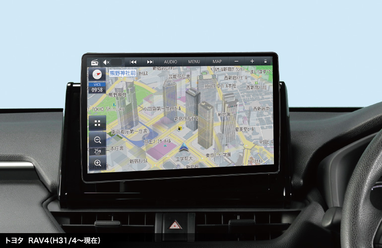 有機ELを搭載した狭額縁10V型大画面が460車種以上のクルマに取付可能！