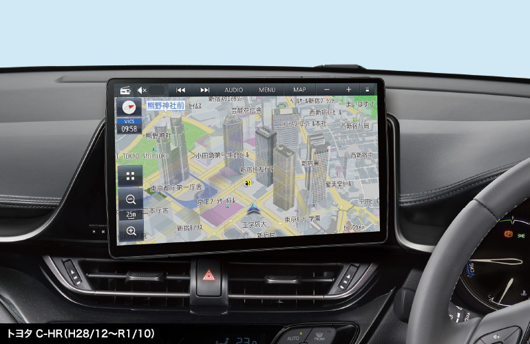 有機ELを搭載した狭額縁10V型大画面が460車種以上のクルマに取付可能！