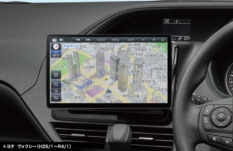 有機ELを搭載した狭額縁10V型大画面が460車種以上のクルマに取付可能！