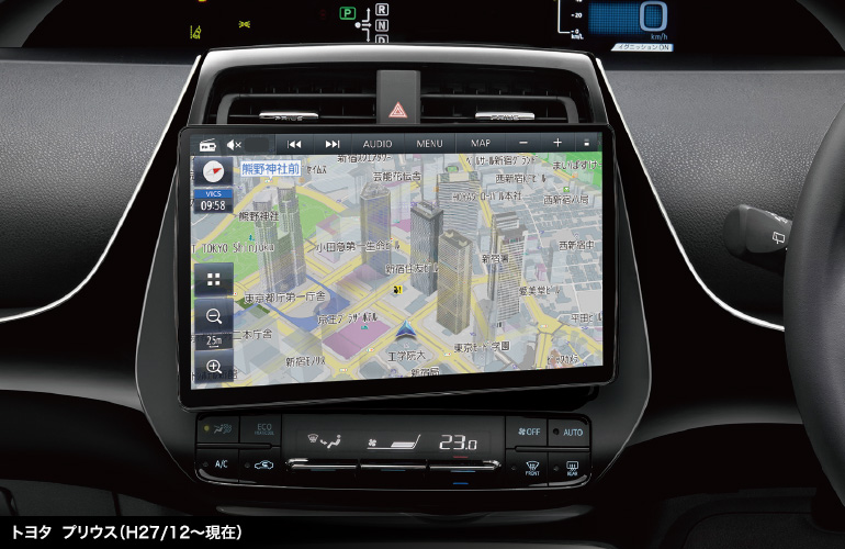 有機ELを搭載した狭額縁10V型大画面が460車種以上のクルマに取付可能！
