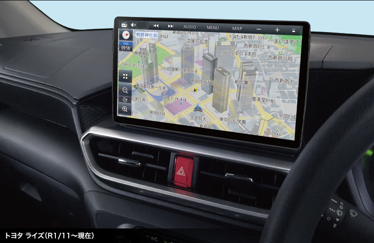 有機ELを搭載した狭額縁10V型大画面が460車種以上のクルマに取付可能！
