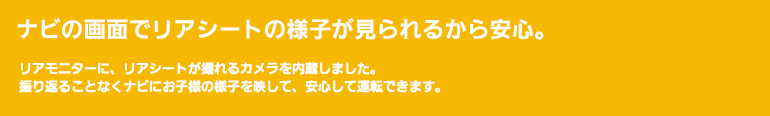 ナビの画面でリアシートの様子が見られるから安心。