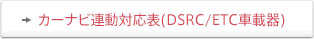カーナビ連動対応表(DSRC/ETC車載器)