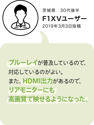 F1XV・F1DVユーザーボイス