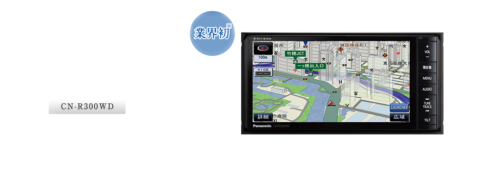CN-R300WD：【業界初】みちびき（準天頂衛星）対応フロントインフォディスプレイ対応