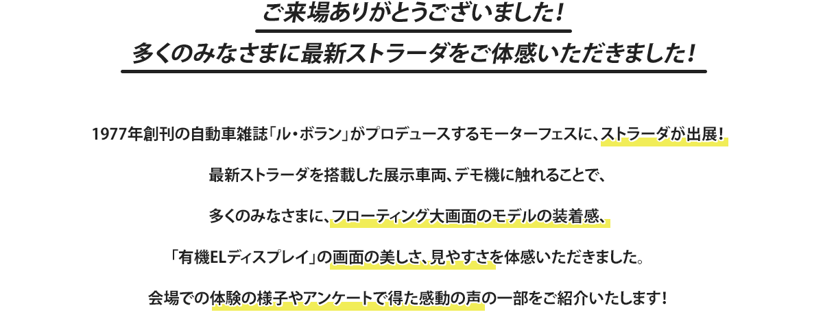 ストラーダブースで多くの方に最新ストラーダを体感いただきました！