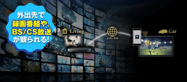 外出先で録画番組やBS/CS放送※3が観られる