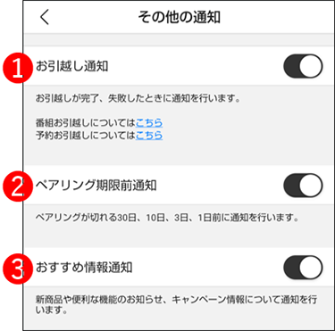 その他の通知設定