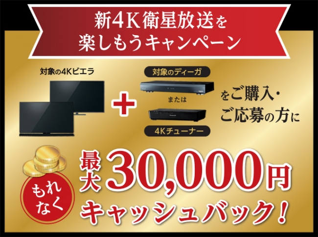 パナソニックで「新4K衛星放送」を楽しもうキャンペーン、最大30,000円キャッシュバック！ビエラ15周年コンテンツも公開！