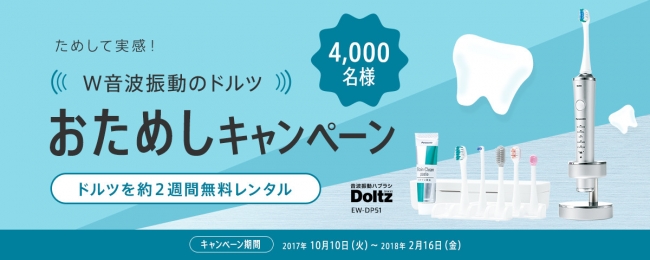 【期間限定】満足度90.1％※１の「W（ダブル）音波振動※２」を搭載したドルツおためしキャンペーンを実施