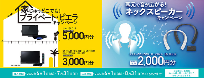 プライベート・ビエラ／ネックスピーカーのご購入＆ご応募で「選べるデジタルギフト」がもらえるキャンペーンを実施！