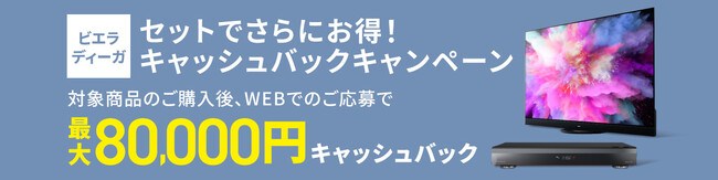 対象商品のご購入・WEBからのご応募でもれなくキャッシュバック！ビエラ／ディーガ　セットでさらにお得！キャッシュバックキャンペーン実施！